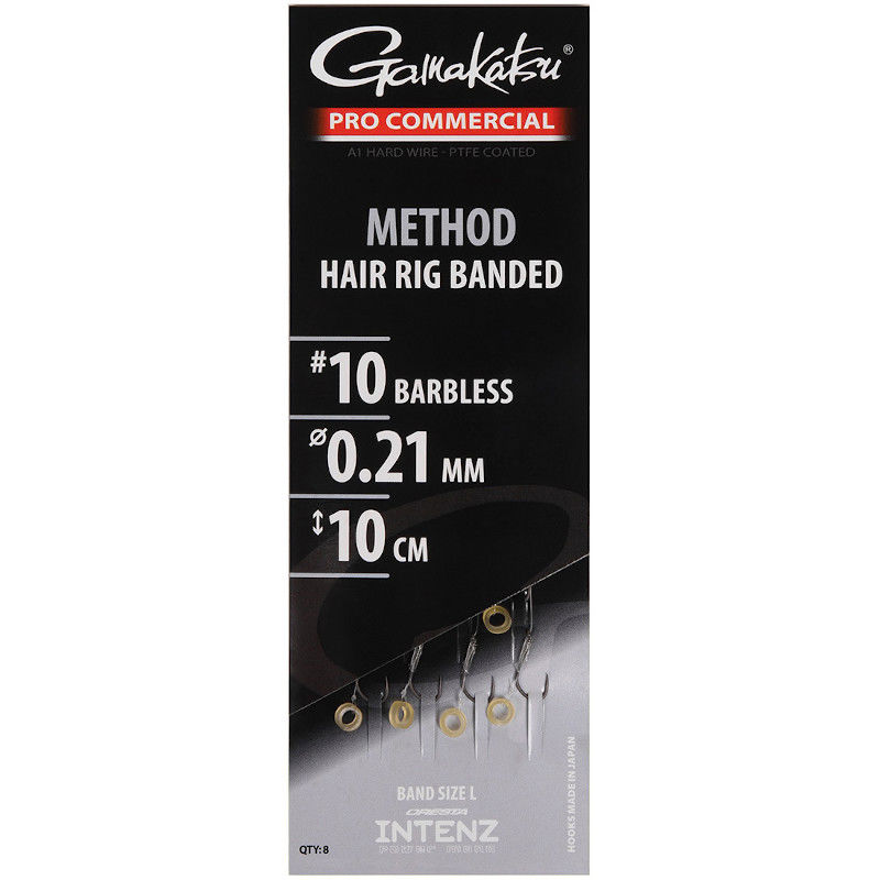 Gamakatsu Pro Commercial Method Bait Band Barbless Hair Rigs 10cm